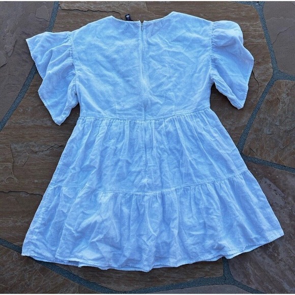 Modcloth White Flutter Of Brilliance Tiered Shift Mini Dress Medium Boho - Picture 3 of 3